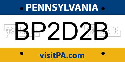 BP2D2B Pennsylvania License Plate