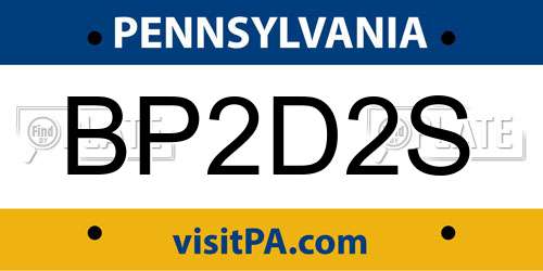 BP2D2S Pennsylvania License Plate