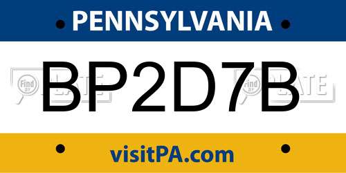 BP2D7B Pennsylvania License Plate