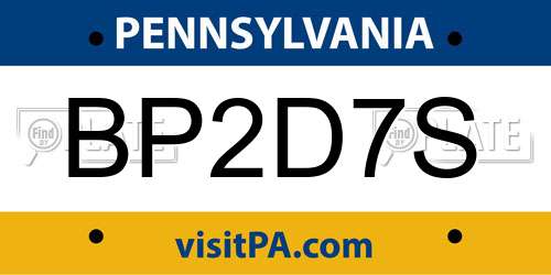 BP2D7S Pennsylvania License Plate