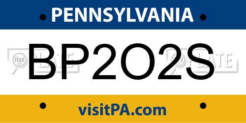 BP2O2S Pennsylvania License Plate