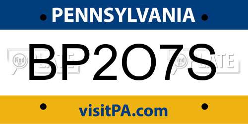 BP2O7S Pennsylvania License Plate