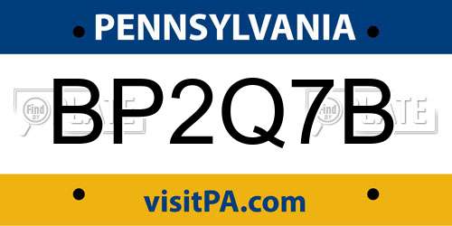 BP2Q7B Pennsylvania License Plate