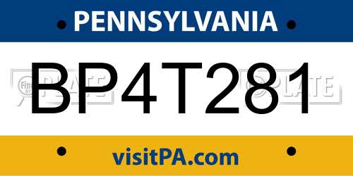 BP4T281 Pennsylvania License Plate