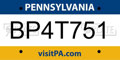 BP4T751 Pennsylvania License Plate