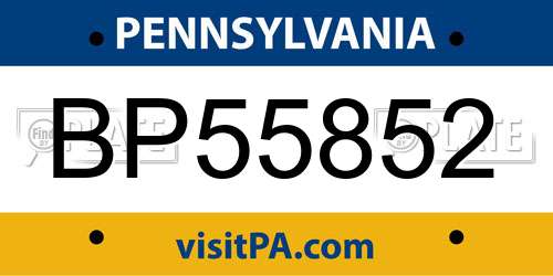 BP55852 Pennsylvania License Plate