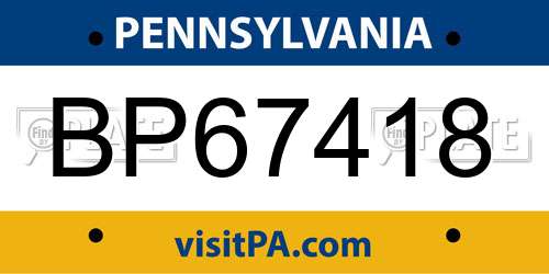 BP67418 Pennsylvania License Plate
