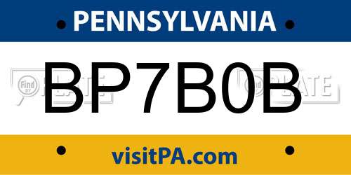 BP7B0B Pennsylvania License Plate