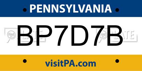 BP7D7B Pennsylvania License Plate