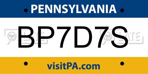 BP7D7S Pennsylvania License Plate