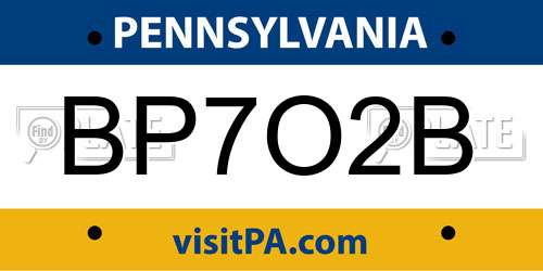 BP7O2B Pennsylvania License Plate