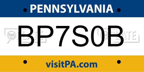 BP7S0B Pennsylvania License Plate