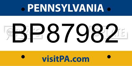 BP87982 Pennsylvania License Plate