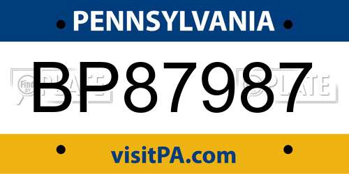 BP87987 Pennsylvania License Plate