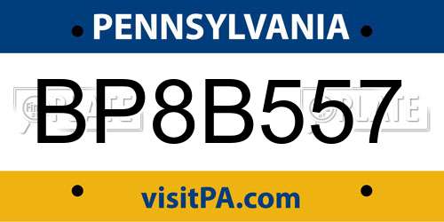 BP8B557 Pennsylvania License Plate