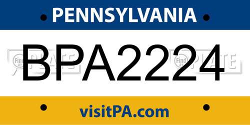 BPA2224 Pennsylvania License Plate