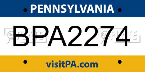 BPA2274 Pennsylvania License Plate