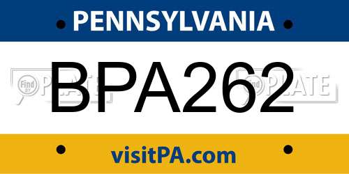 BPA262 Pennsylvania License Plate