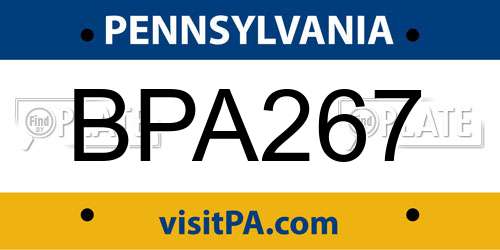 BPA267 Pennsylvania License Plate