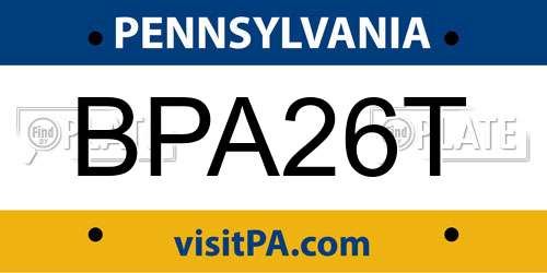 BPA26T Pennsylvania License Plate