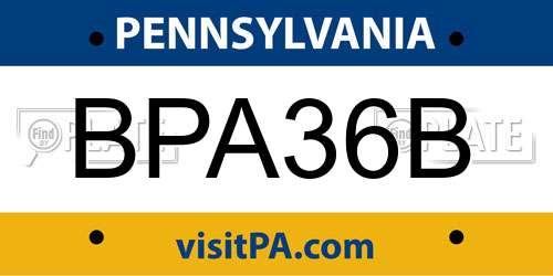 BPA36B Pennsylvania License Plate