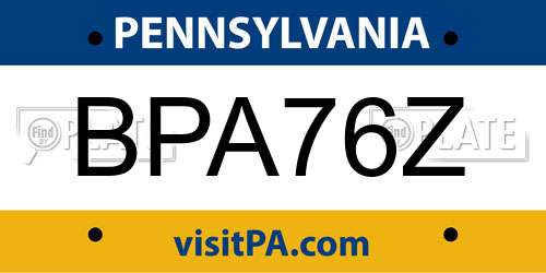 BPA76Z Pennsylvania License Plate