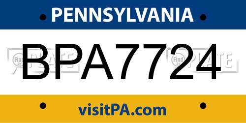 BPA7724 Pennsylvania License Plate