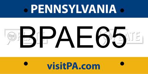 BPAE65 Pennsylvania License Plate