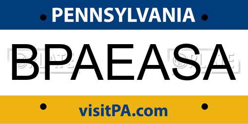 BPAEASA Pennsylvania License Plate