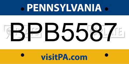 BPB5587 Pennsylvania License Plate