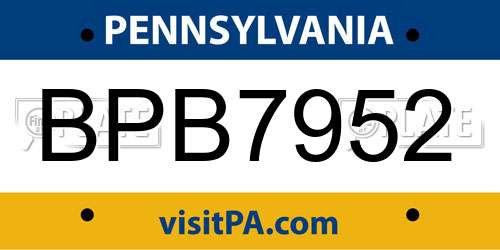 BPB7952 Pennsylvania License Plate