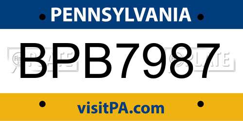 BPB7987 Pennsylvania License Plate