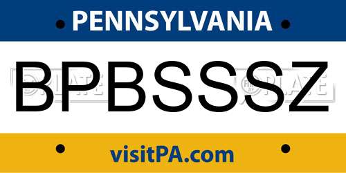 BPBSSSZ Pennsylvania License Plate