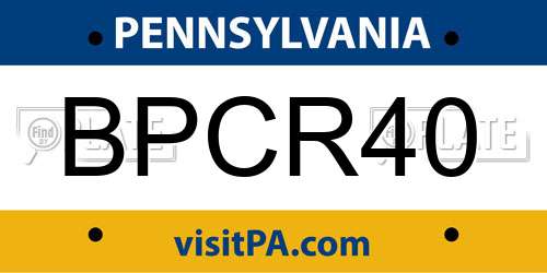 BPCR40 Pennsylvania License Plate