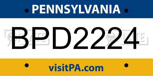 BPD2224 Pennsylvania License Plate