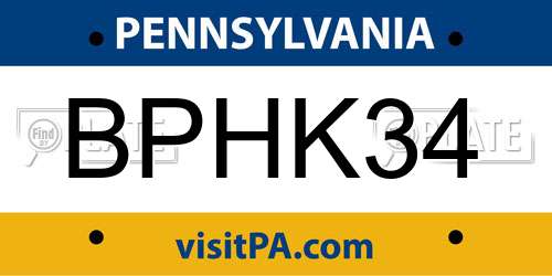 BPHK34 Pennsylvania License Plate