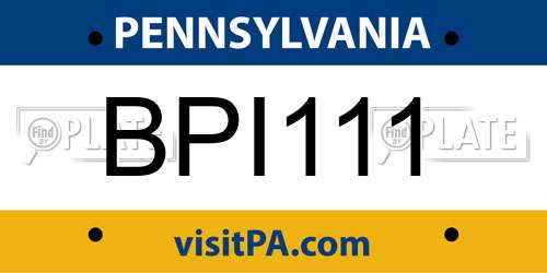 BPI111 Pennsylvania License Plate