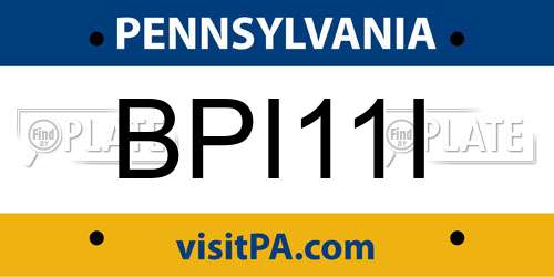 BPI11I Pennsylvania License Plate