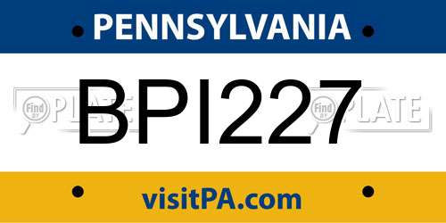 BPI227 Pennsylvania License Plate