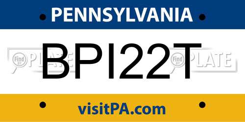 BPI22T Pennsylvania License Plate