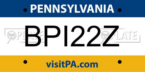 BPI22Z Pennsylvania License Plate