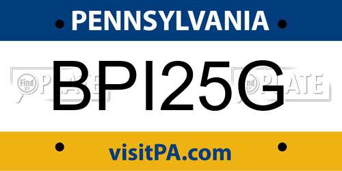 BPI25G Pennsylvania License Plate