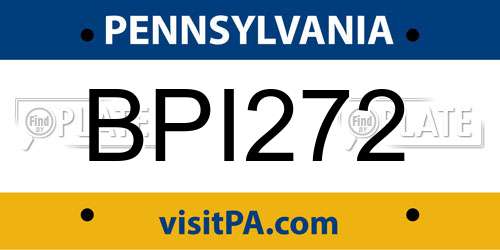 BPI272 Pennsylvania License Plate