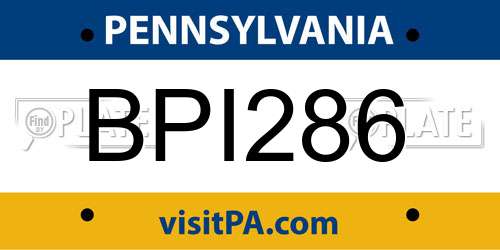 BPI286 Pennsylvania License Plate