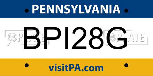 BPI28G Pennsylvania License Plate