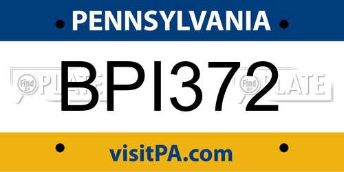 BPI372 Pennsylvania License Plate