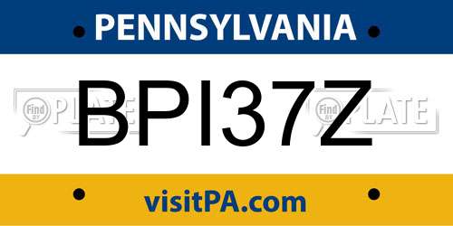 BPI37Z Pennsylvania License Plate