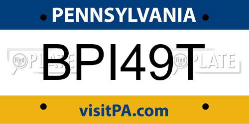 BPI49T Pennsylvania License Plate