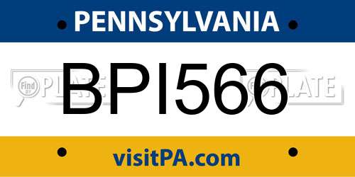 BPI566 Pennsylvania License Plate