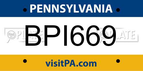 BPI669 Pennsylvania License Plate